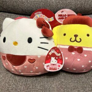 NWT Pompompurin Hello Kitty 2-Pack Valentine's Day Squishmallows New w/ Tags 8"